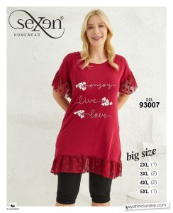 تاپ شلوارک بیگ سایز زنانه برند سکسن کد93007