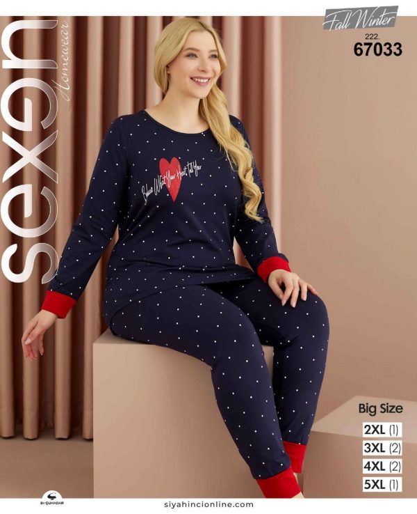 ست راحتی سایز بزرگ زنانه خال خالی