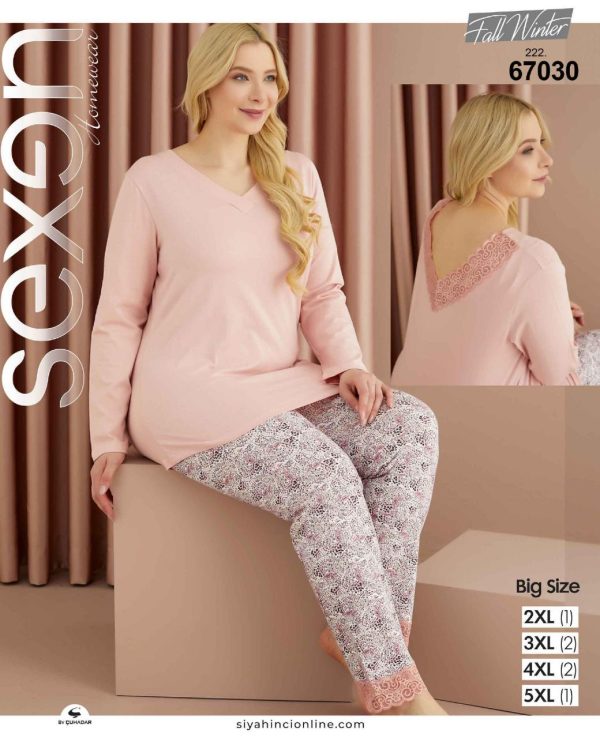 ست راحتی سایز بزرگ زنانه یقه هفت