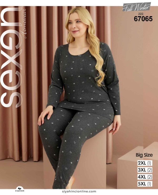 ست راحتی سایزبزرگ زنانه اسلش طرح ستاره
