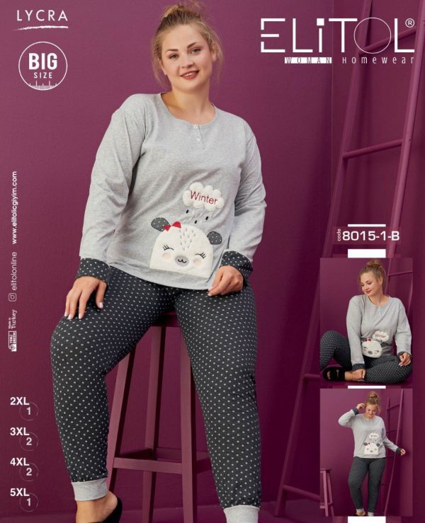 بلوز شلوار سایز بزرگ زنانه طرح خرس