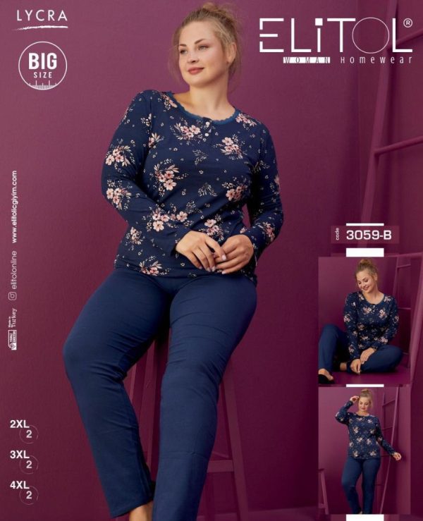 بلوز شلوار سایز بزرگ زنانه طرح شکوفه