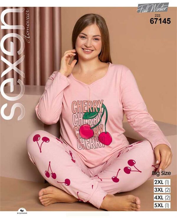 بلوز شلوار سایز بزرگ زنانه طرح آلبالو