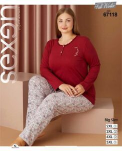 بلوز شلوار سایز بزرگ زنانه طرح گل صحرا