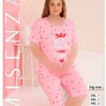 تیشرت شلوارک سایز بزرگ زنانه کد 02538