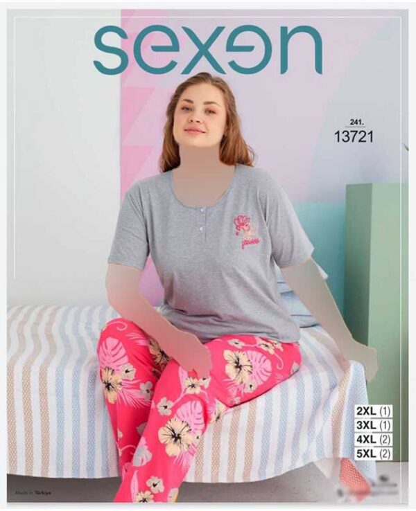 تیشرت شلوار سایز بزرگ زنانه سکسن کد13721