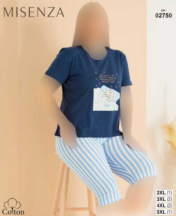 تیشرت وشلوارک سایز بزرگ زنانه میسنزا کد 02750