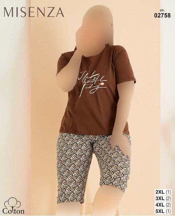 تیشرت وشلوارک سایز بزرگ زنانه میسنزا کد 02758