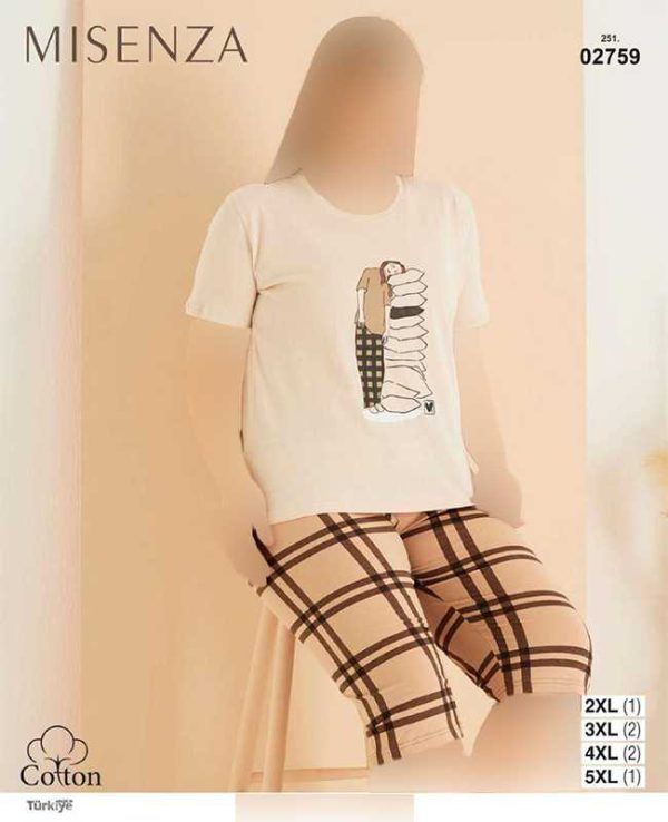 تیشرت وشلوارک سایز بزرگ زنانه میسنزا کد 02759