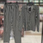 بلوز شلوار سایز بزرگ جلو دکمه ای سیاه اینچه کد24328