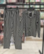 بلوز شلوار سایز بزرگ جلو دکمه ای سیاه اینچه کد24328