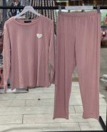 بلوز شلوار نرمال سیاه اینجه رنگ گلبهی کد 26003