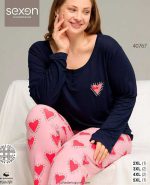 بلوز و شلوار سایز بزرگ نخ پنبه سکسن کد 40767