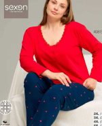 بلوز و شلوار سایز بزرگ نخ پنبه سکسن کد40815