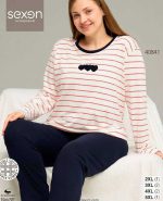 بلوز و شلوار سایز بزرگ نخ پنبه سکسن کد40841
