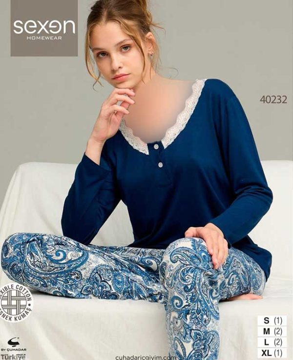 بلوز وشلوار راحتی سکسن کد 40232