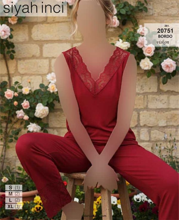 تاپ شلوار زرشکی سایز نرمال سیاه اینجه کد 20751