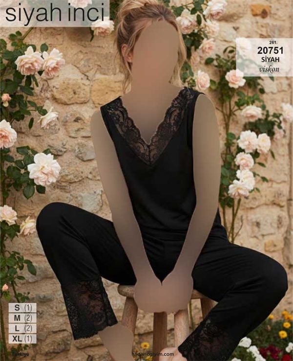 تاپ شلوار  سایز نرمال سیاه اینجه کد 20751