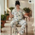تیشرت و شلوار جلو دکمه siyah inci کد 20966شیری