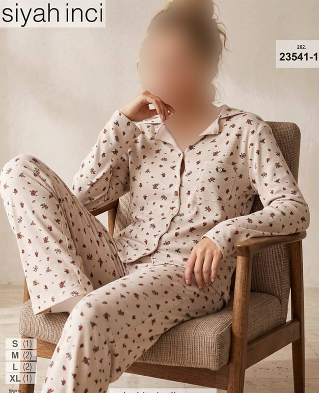 بلوز و شلوار جلو دکمه ای siyah inci کد 1-23541