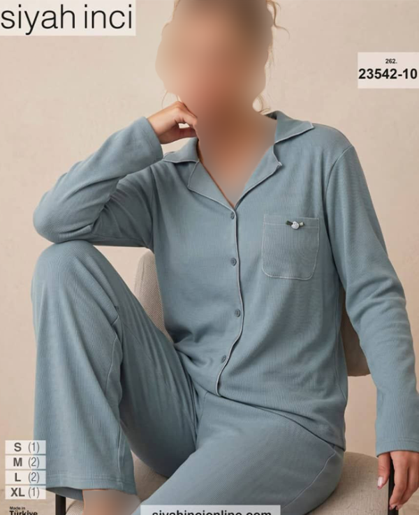 بلوز و شلوار جلو دکمه ای siyah inci کد 10-23542