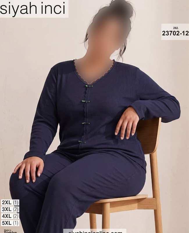 بلوز و شلوار بیگ سایز siyah inci کد 12-23702