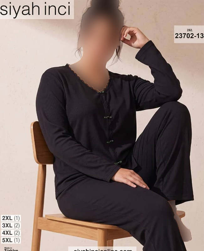 بلوز و شلوار بیگ سایز siyah inci کد 13-23702 بلوز و شلوار بیگ سایز siyah inci کد 13-23702