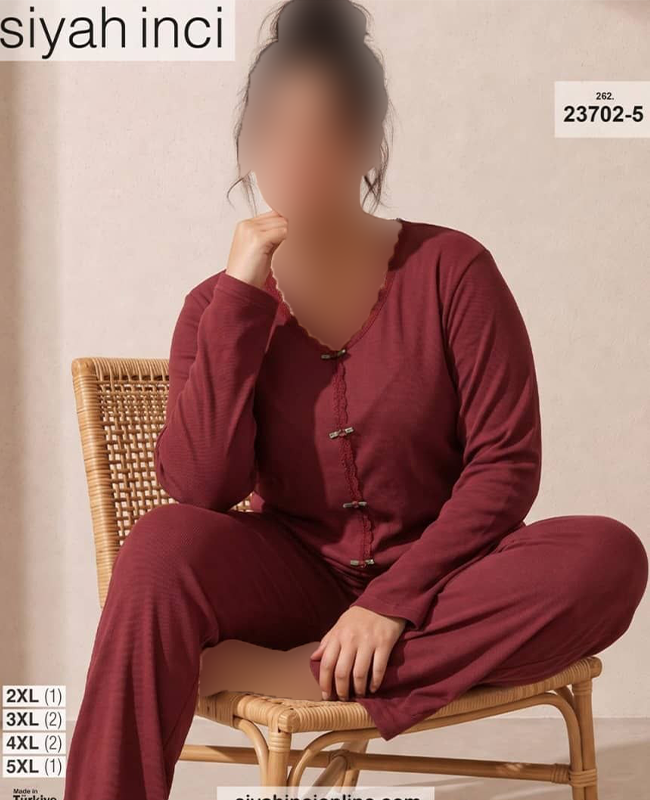 بلوز و شلوار بیگ سایز siyah inci کد 5-23702 بلوز و شلوار بیگ سایز siyah inci کد 5-23702