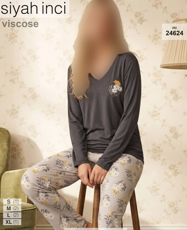 بلوز و شلوار سایز نرمال siyah inci کد 24624