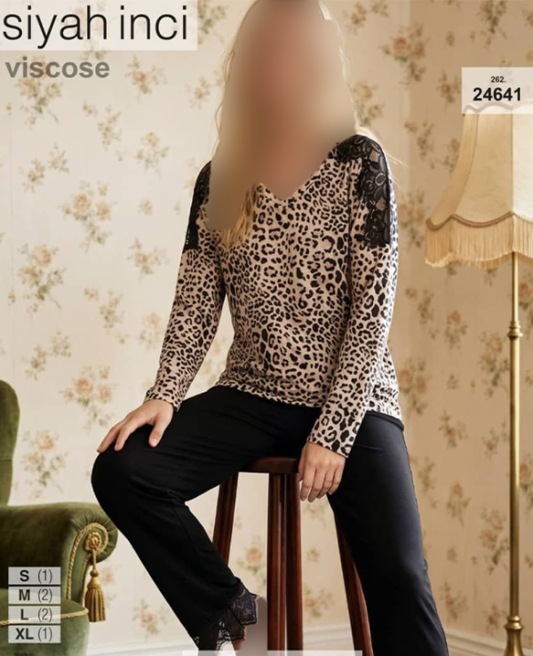 بلوز و شلوار سایز نرمال siyah inci کد 24641
