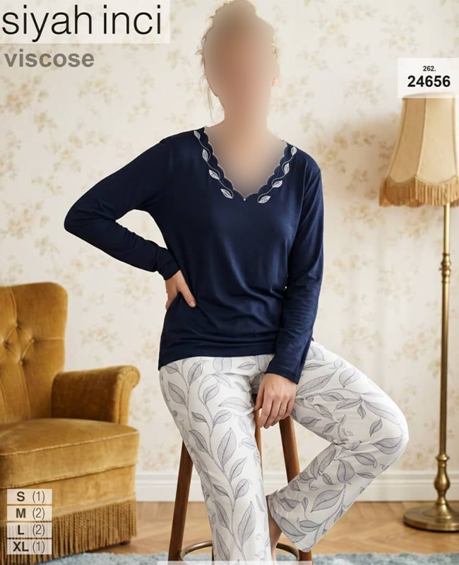 بلوز و شلوار سایز نرمال siyah inci کد 24656
