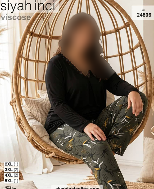 بلوز و شلوار بیگ سایز siyah inci کد 24806