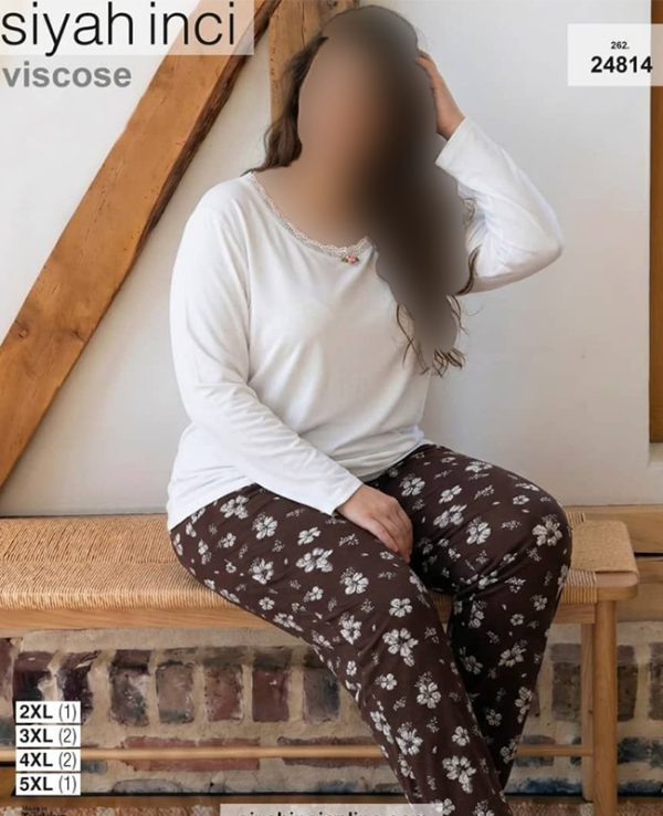 بلوز و شلوار بیگ سایز siyah inci کد 24814