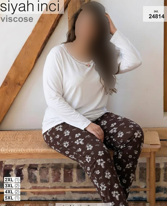 بلوز و شلوار بیگ سایز siyah inci کد 24814 بلوز و شلوار بیگ سایز siyah inci کد 24814