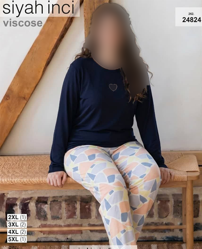 بلوز و شلوار بیگ سایز siyah inci کد 24824 بلوز و شلوار بیگ سایز siyah inci کد 24824