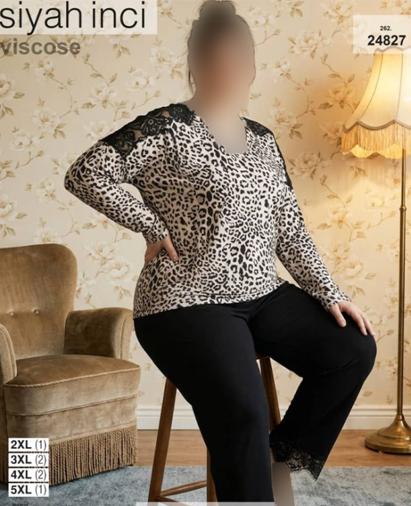 بلوز و شلوار بیگ سایز siyah inci کد 24827