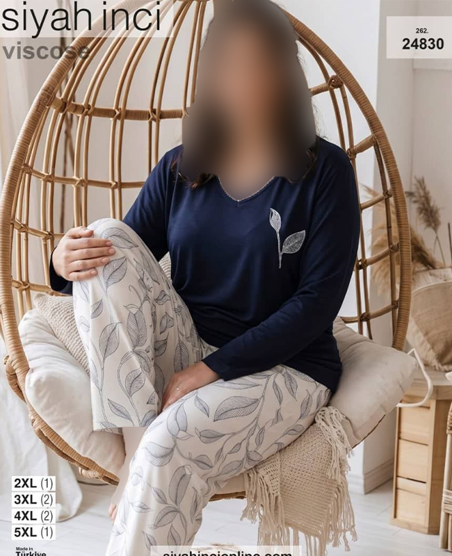 بلوز و شلوار بیگ سایز siyah inci کد 24830 بلوز و شلوار بیگ سایز siyah inci کد 24830