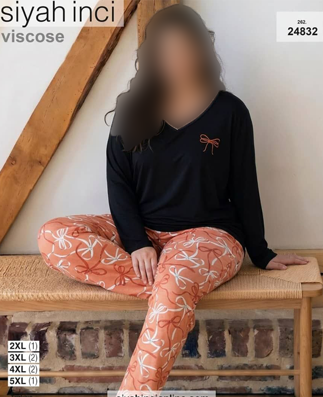 بلوز و شلوار بیگ سایز siyah inci کد 24832 بلوز و شلوار بیگ سایز siyah inci کد 24832