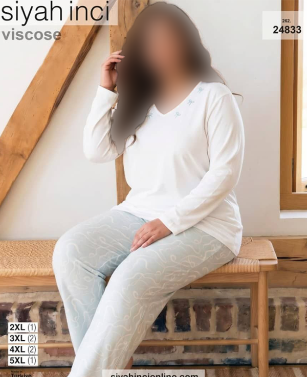 بلوز و شلوار بیگ سایز siyah inci کد 24833