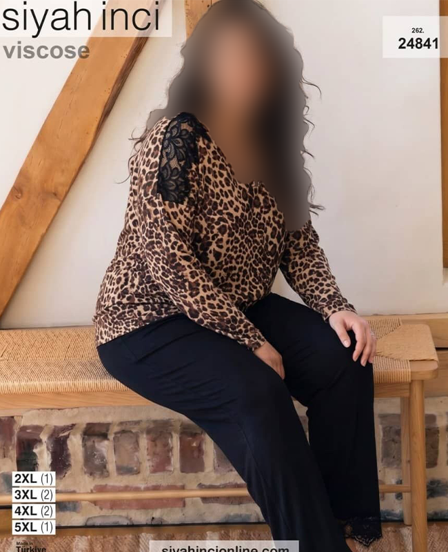بلوز و شلوار بیگ سایز siyah inci کد 24841 بلوز و شلوار بیگ سایز siyah inci کد 24841