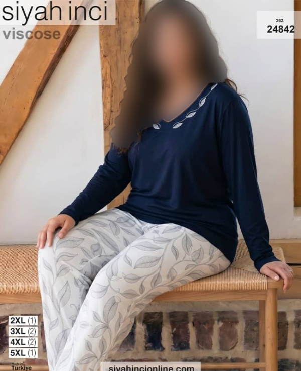 بلوز و شلوار بیگ سایز siyah inci کد 24842