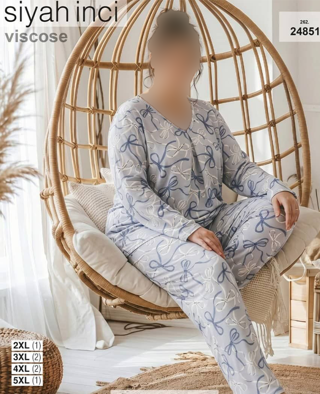 بلوز و شلوار بیگ سایز siyah inci کد 24851 بلوز و شلوار بیگ سایز siyah inci کد 24851