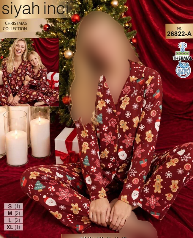 ست پیژامه سایز نرمال siyah inci کد 26822-a