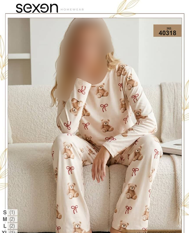 بلوز و شلوار سایز نرمال زنانه sexen کد 40318 بلوز و شلوار سایز نرمال زنانه sexen کد 40318