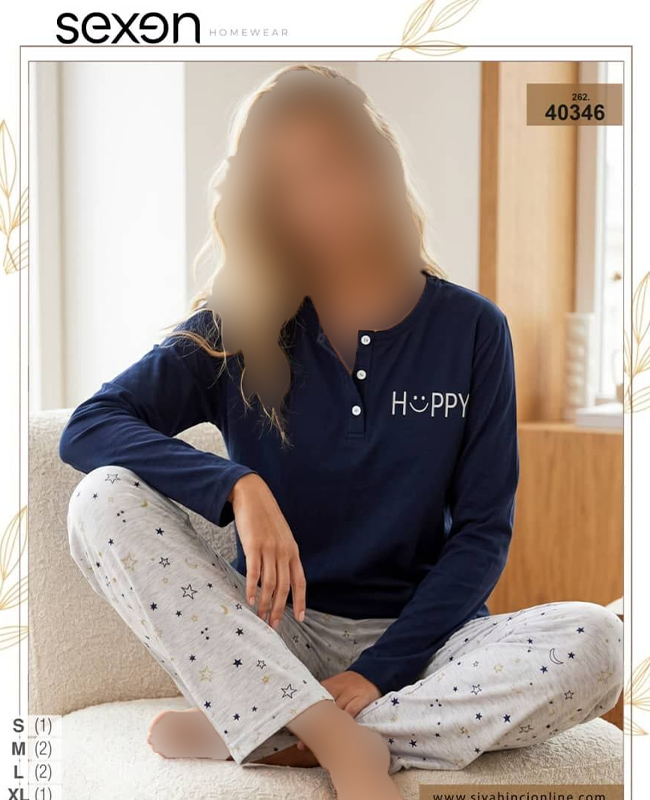بلوز و شلوار سایز نرمال زنانه sexen کد 40346 بلوز و شلوار سایز نرمال زنانه sexen کد 40346