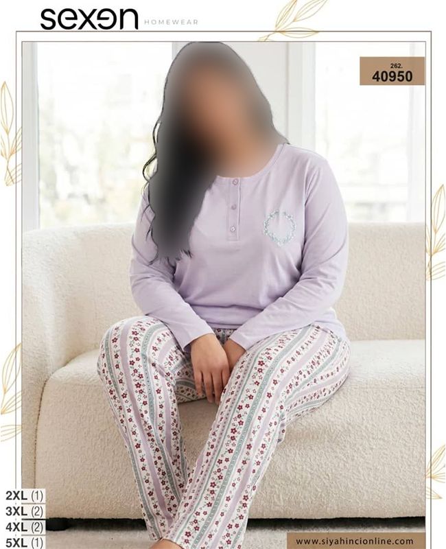 بلوز و شلوار بیگ سایز زنانه sexen کد 40950 بلوز و شلوار بیگ سایز زنانه sexen کد 40950